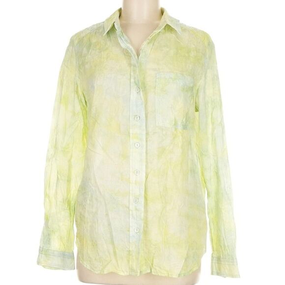 PILCRO BY ANTHROPOLOGIE Sz XL Cotton CATE CLASSIC Tie Dye Button Up Tunic Shirt - Picture 3 of 5